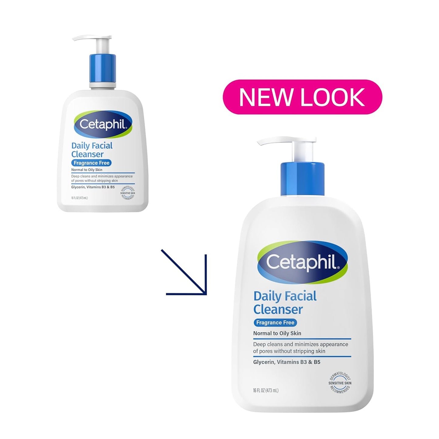 Cetaphil Lavado Facial, Limpiador Facial Diario para Piel Sensible, Mixta a Grasa, 16 Oz, Sin Fragancia, Espuma Suave, Sin Jabón, Hipoalergénico