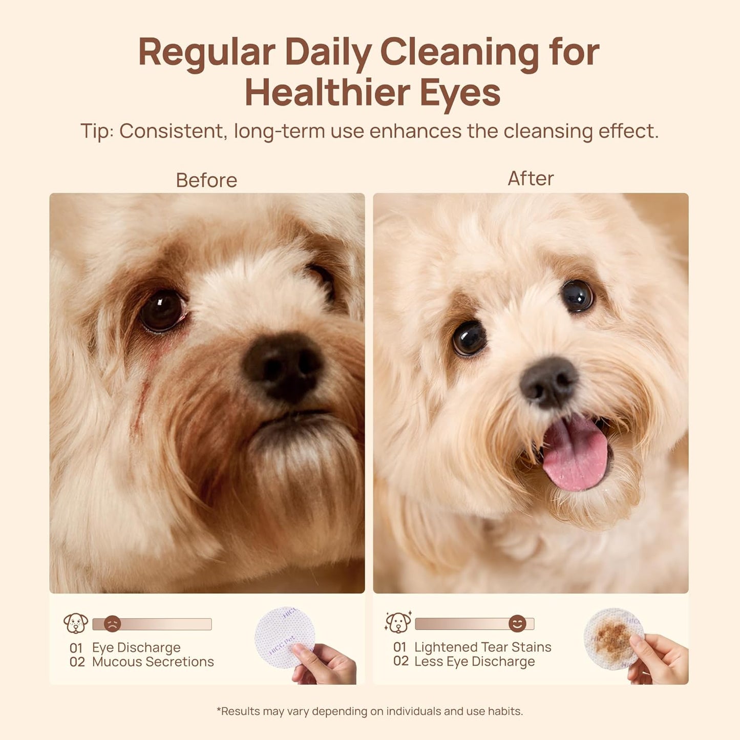 HICC PET Toallitas para ojos para perros y gatos versión Pro mejora...