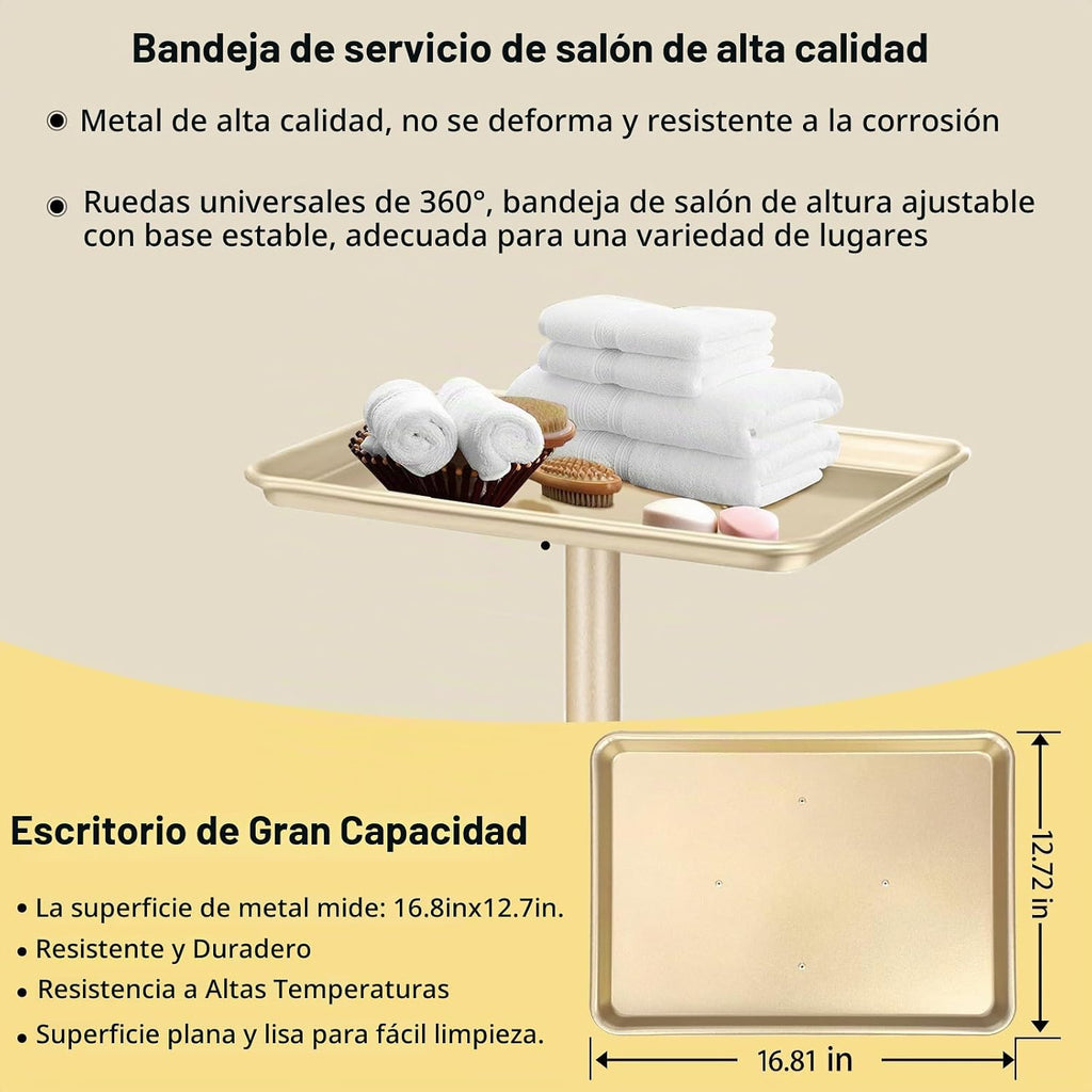 Wuissvnb Bandeja de salón, oro champán, altura ajustable, fácil de...