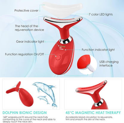 Doset - Masajeador facial con terapia de luz roja para rostro y cue...