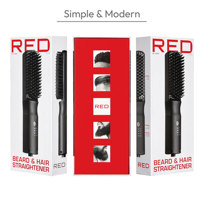 Red by Kiss Cepillo alisador de cabello iónico 2 en 1 con revestimiento de cerámica, temperatura ajustable, apagado automático, cerdas protectoras de piel y cable giratorio de 360°, suave y estilo en