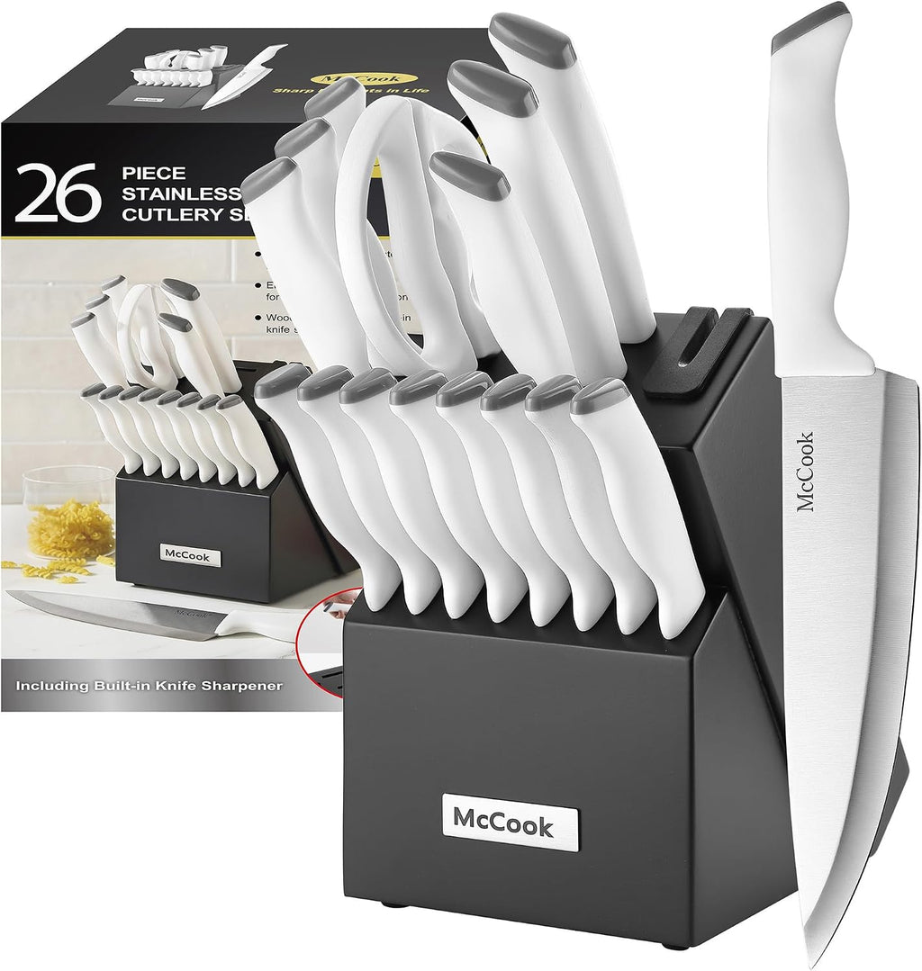 McCook Juego de cuchillos de cocina de 24 piezas con afilador incor...