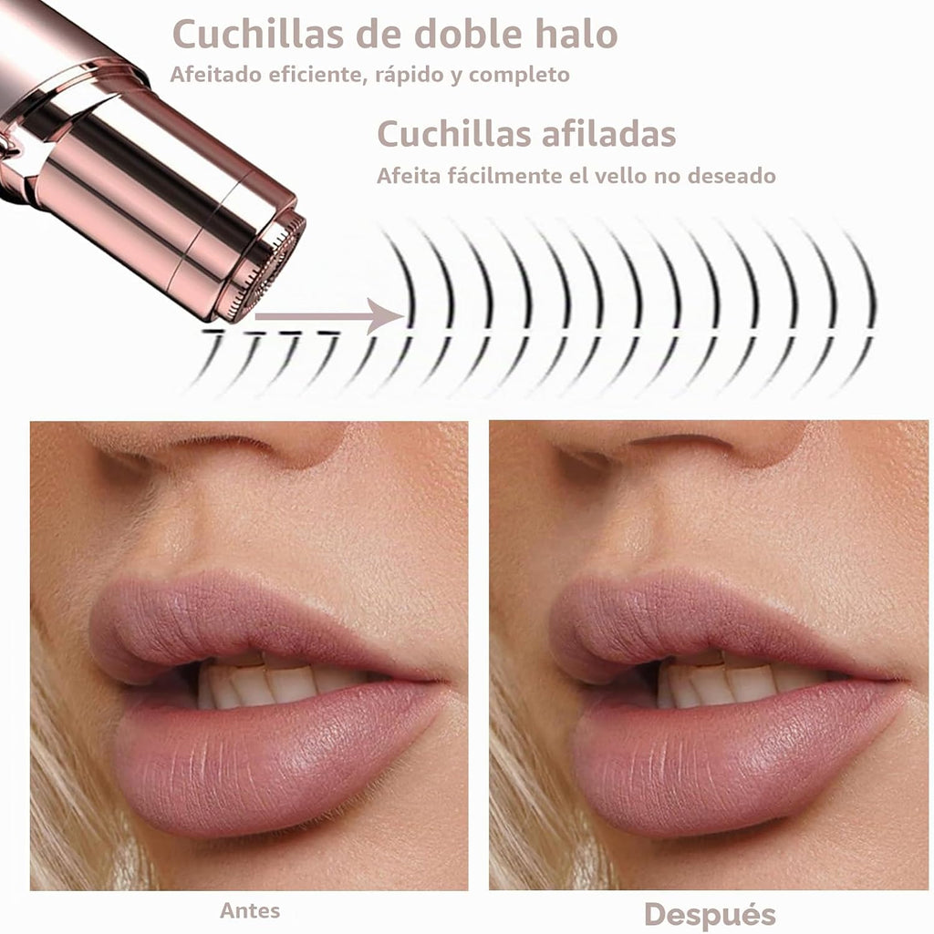 Removedor de vello sin dolor para mujer, afeitadora facial con pila...