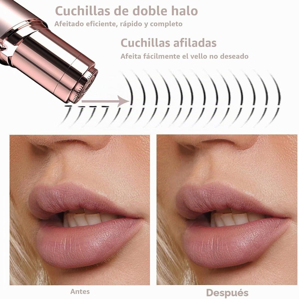 Removedor de vello sin dolor para mujer, afeitadora facial con pila...