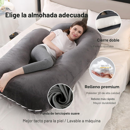 ALLOPERA Almohada de embarazo de 57 pulgadas para dormir, almohada...