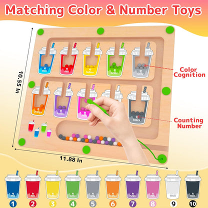 MTYOKILN Laberinto magnético de colores y números, tablero de juego...