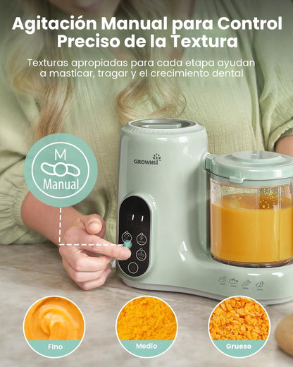GROWNSY Procesador de Alimentos para Bebé con Canasta de Vapor, Pro...