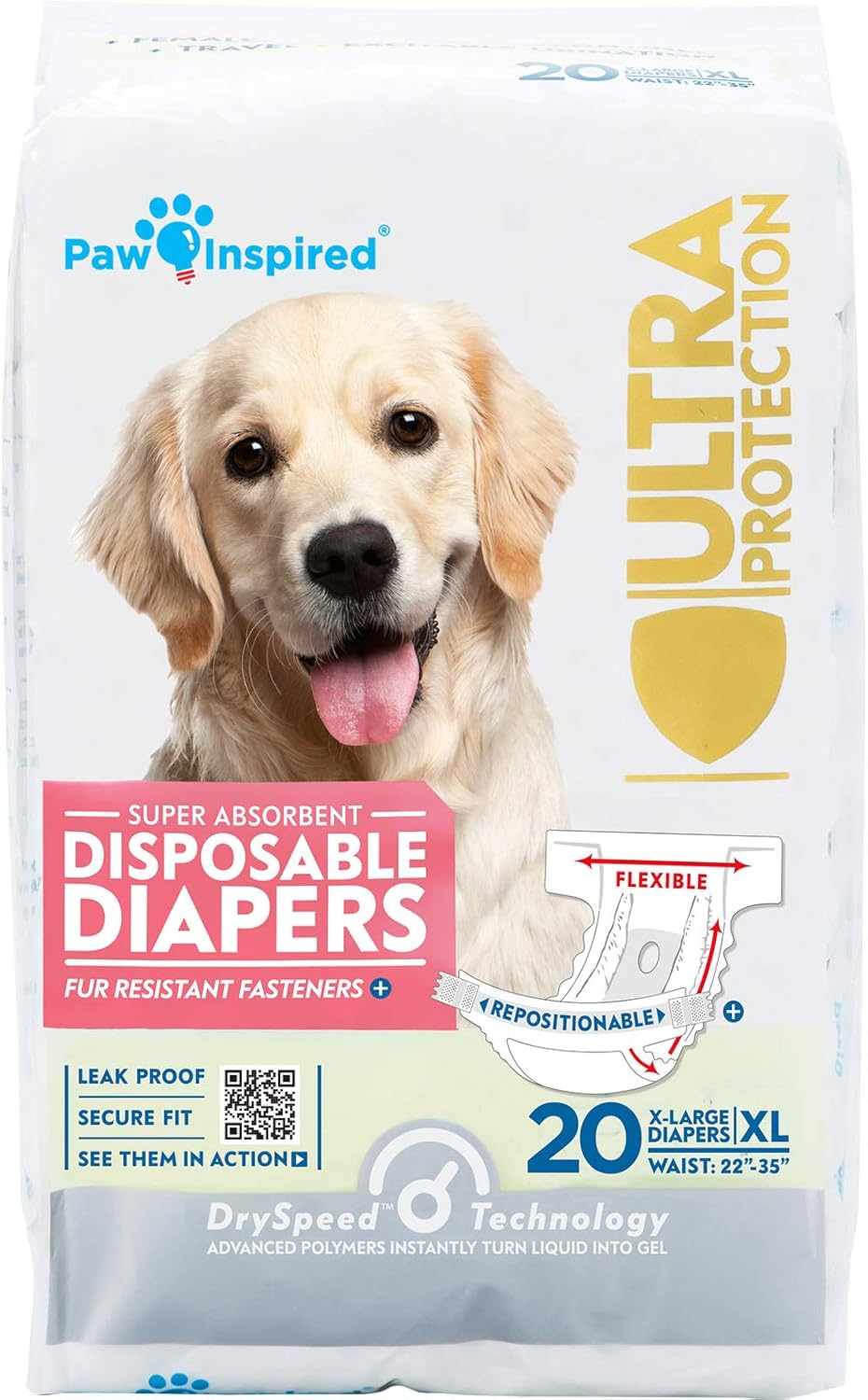 Paw Inspired 20 unidades de pañales desechables para perros | Pañal...