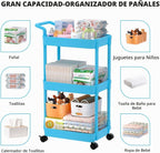 Carrito para pañales Volnamal, carrito con ruedas de 3 niveles para...