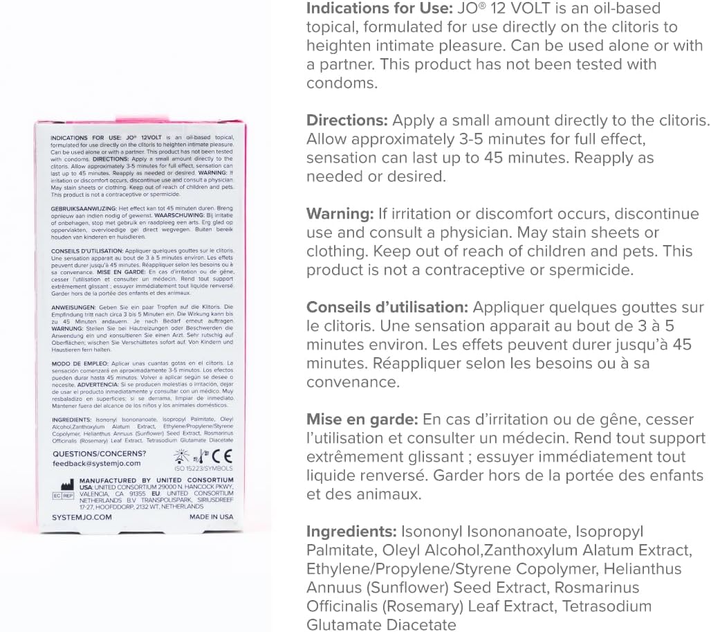 JO Suero Clitoral de 12 Voltios \u2013 Gel Clitoral Vibrante para M...