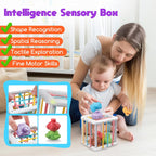 Juguetes Montessori para Bebés - Mordedor de Cuerda, Bloques Apilables, Contenedor de Formas Sensoriales, Diversión para la Hora del Baño Infantil, Juguetes 4 en 1 para Niños y Niñas
