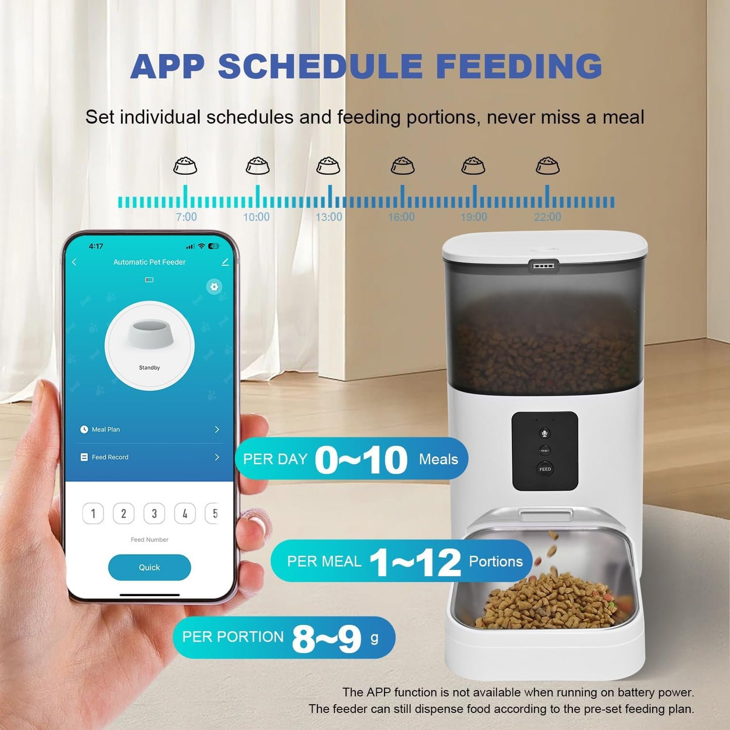 ANDOLL HOME Comedero automático para gatos de 2.4 G, dispensador de...