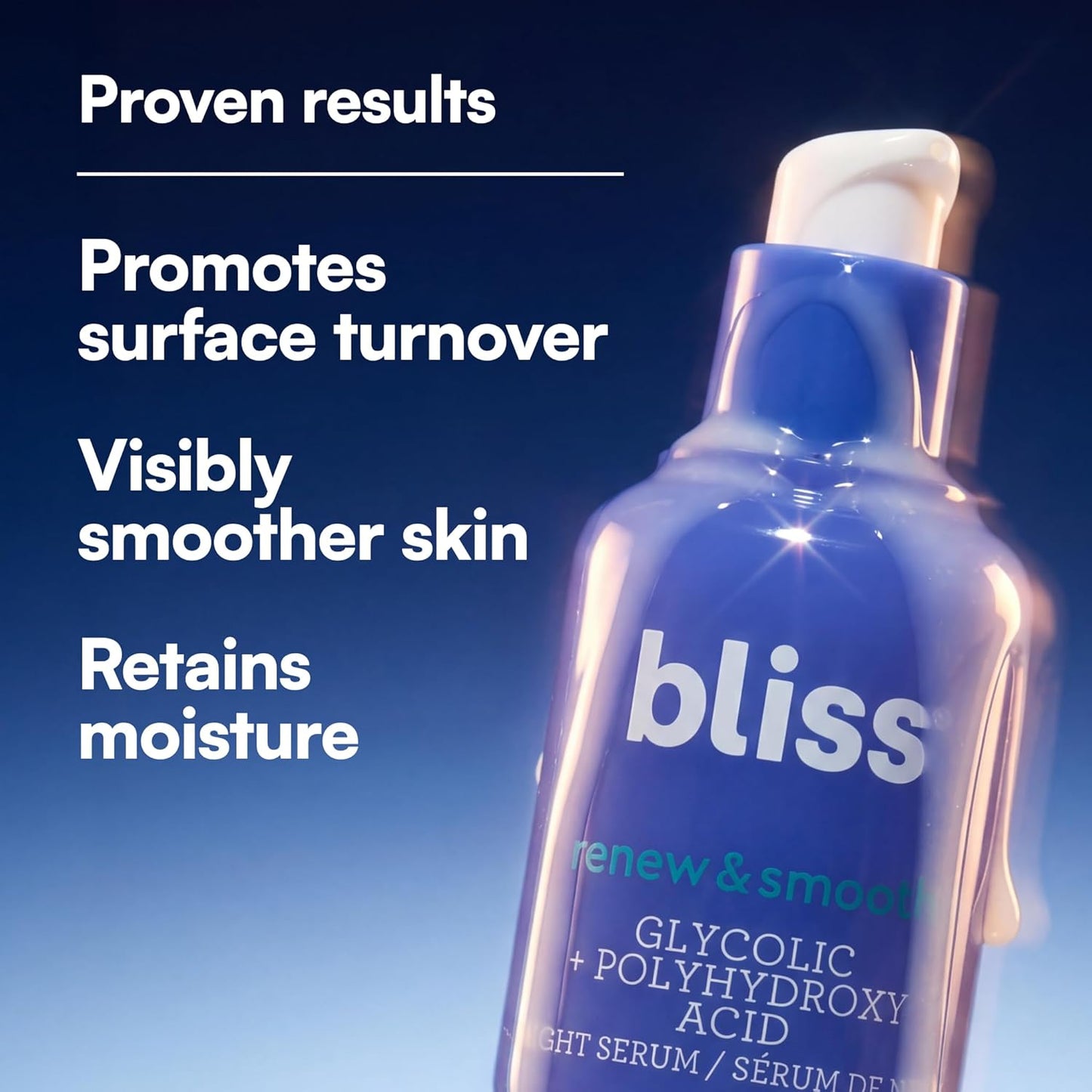 Bliss Glycolic + Polyhydroxy Acid Renew &amp; Smooth - Suero noctur...