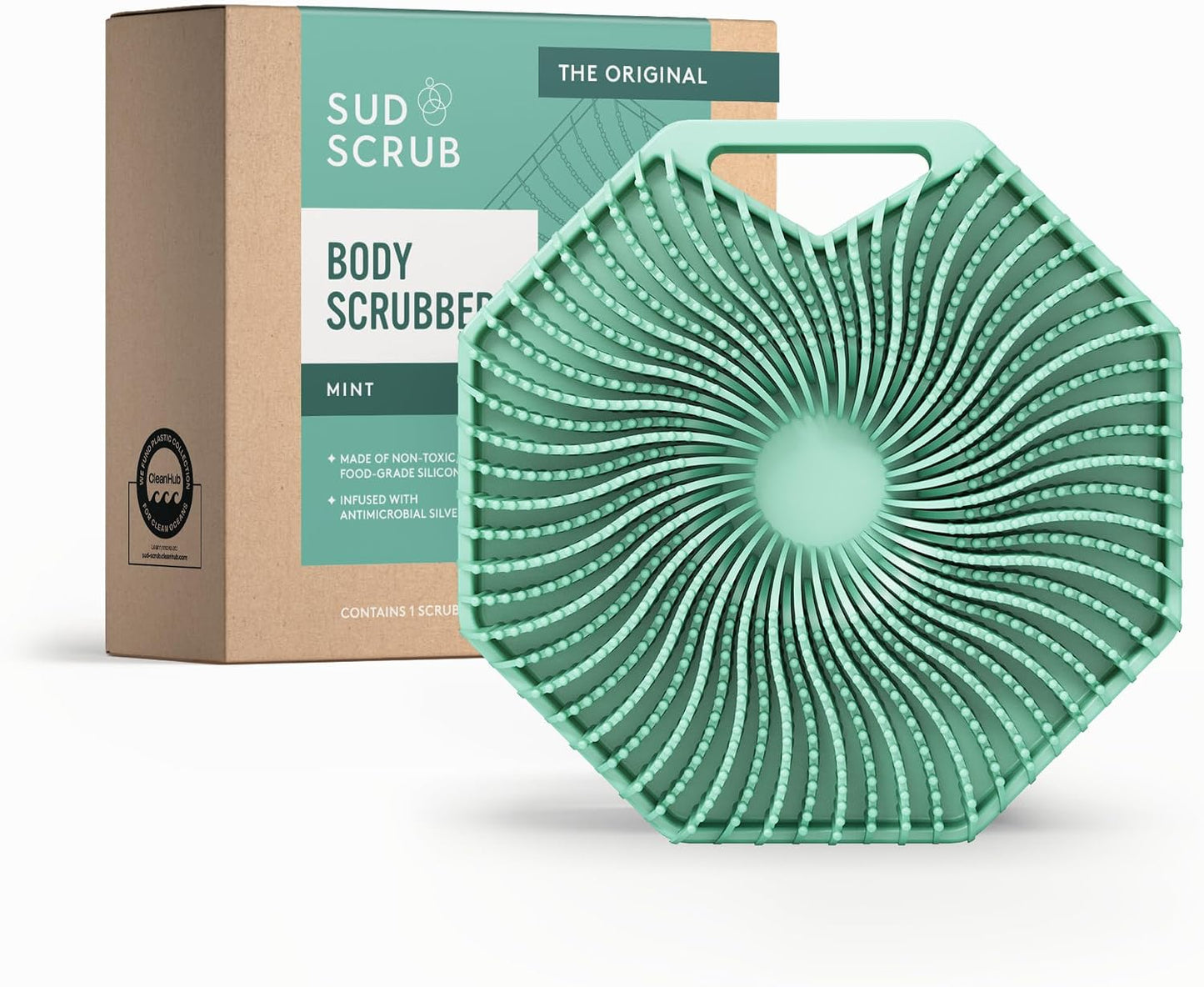 Sud Scrub® Exfoliante corporal de silicona antimicrobiana, cepillo...