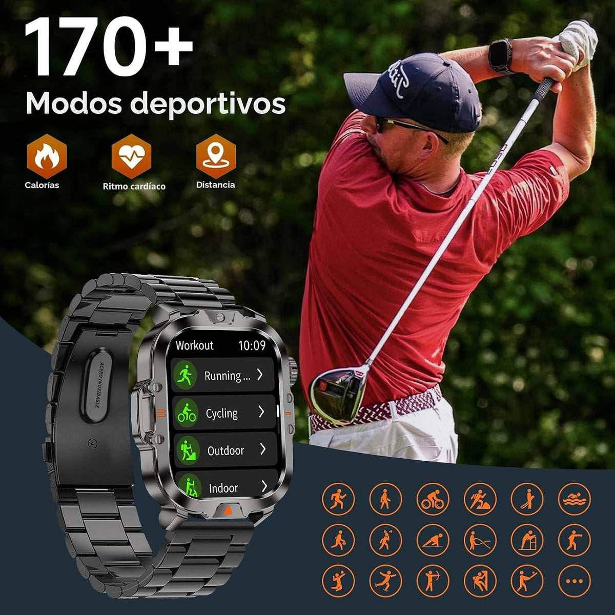 BRUBOSES Reloj inteligente para hombre, respuesta militar, con pant...