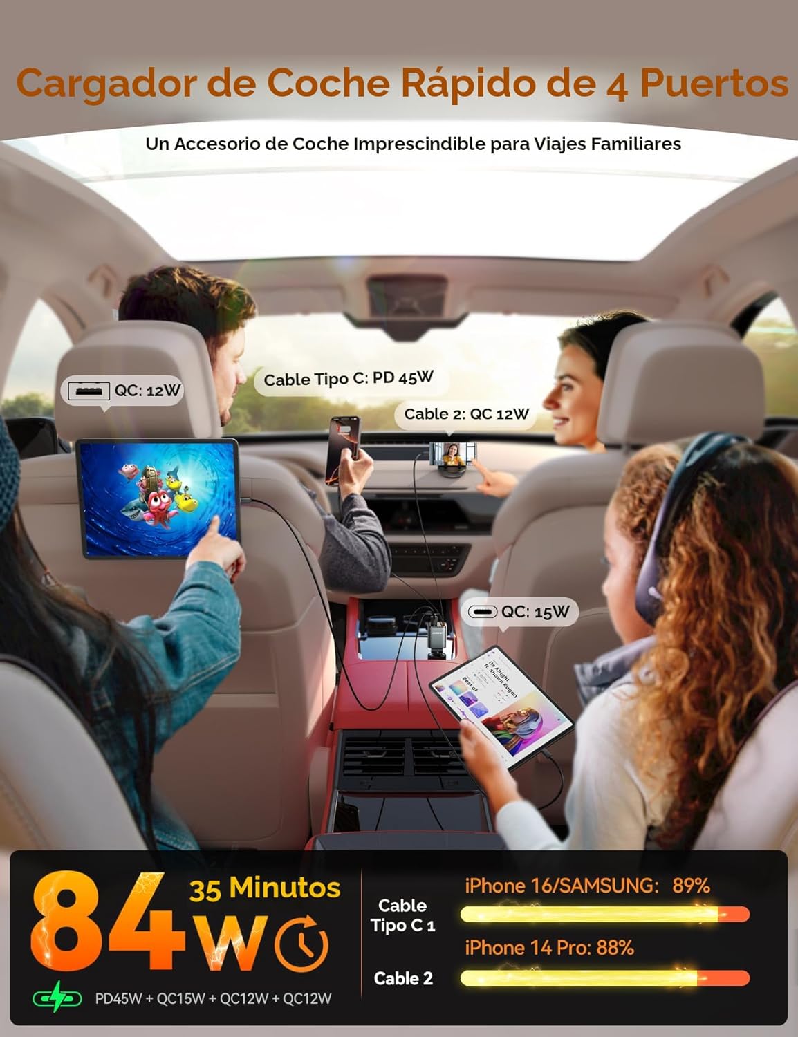 [2026 Ultra-compacto] JOYROOM Cargador retráctil para automóvil de...
