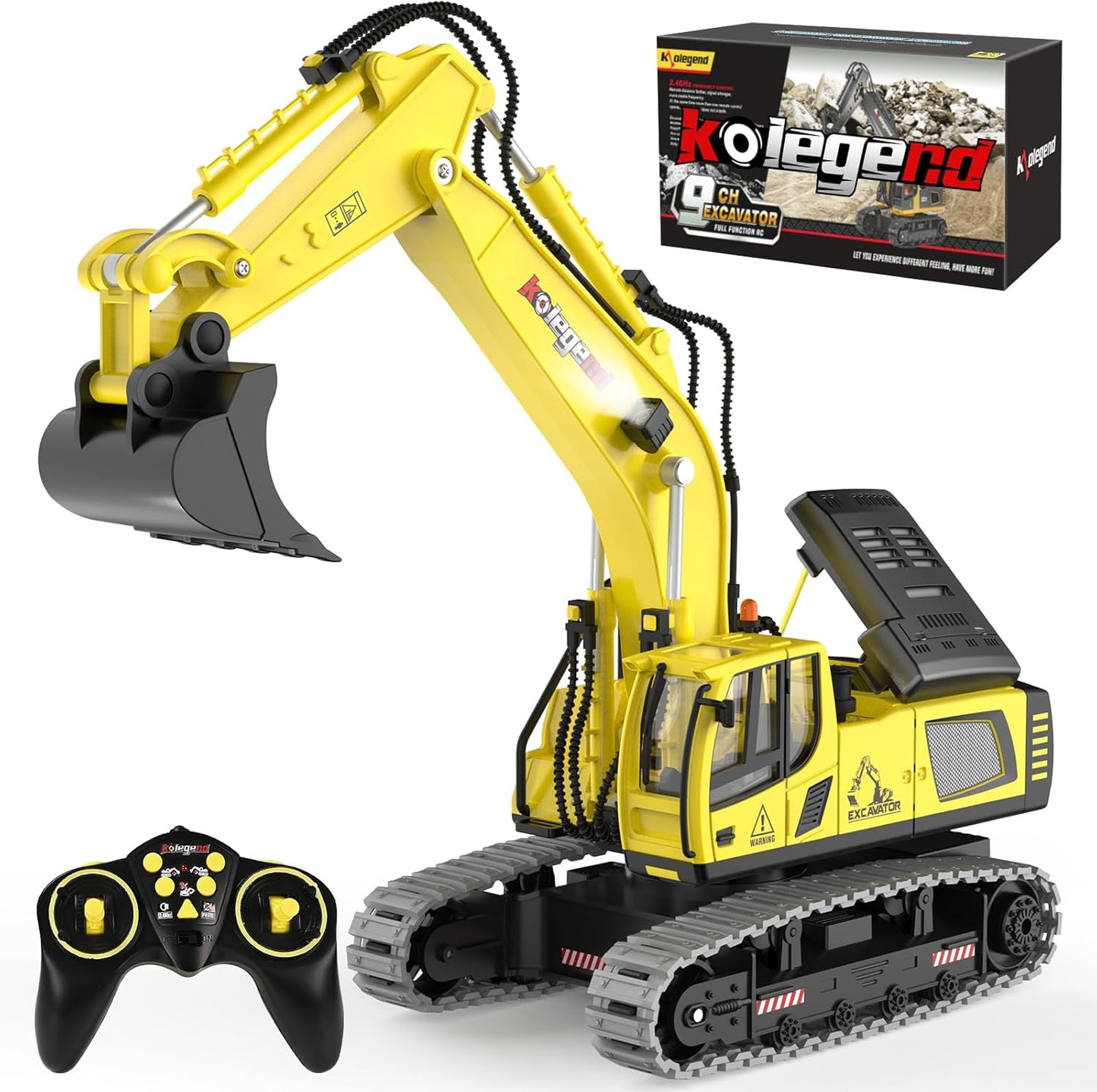 Kolegend Excavadora de juguete con control remoto 16 Pulgadas, vehí...