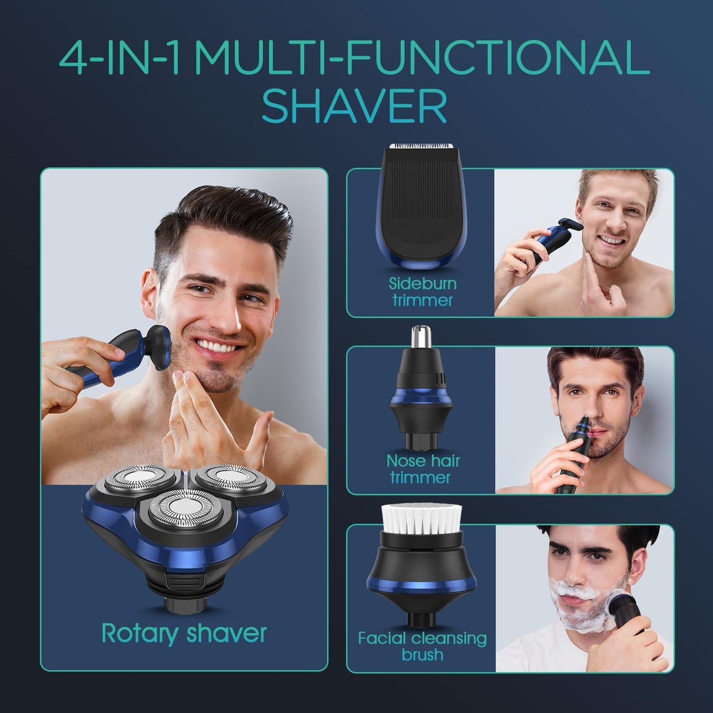 VOYOR Maquinilla de afeitar eléctrica para hombres, afeitadoras ina...