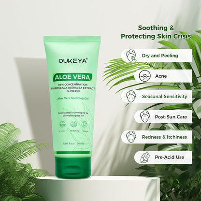 OUKEYA Gel de aloe vera: calmante, hidratante y nutritivo para cara...