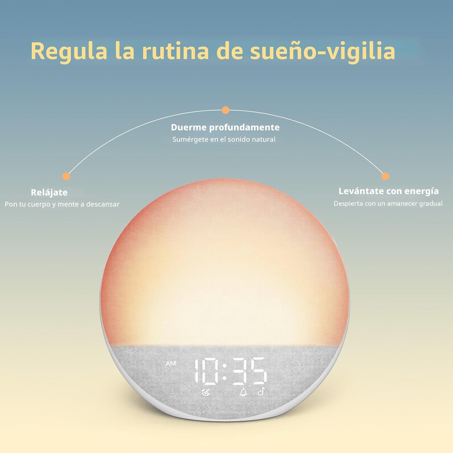 Reloj despertador Sunrise Máquina de ruido blanco: luz natural de d...