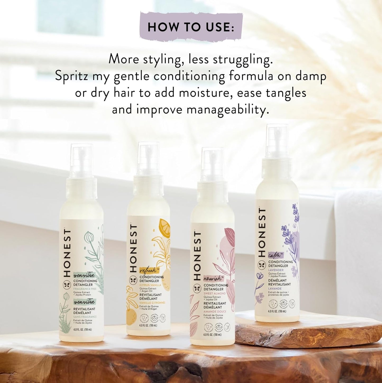 The Honest Company - Espray acondicionador desenredante, naranja du...