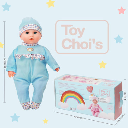 Toy Choi's Muñeca de bebé interactiva de 16 pulgadas, color azu...