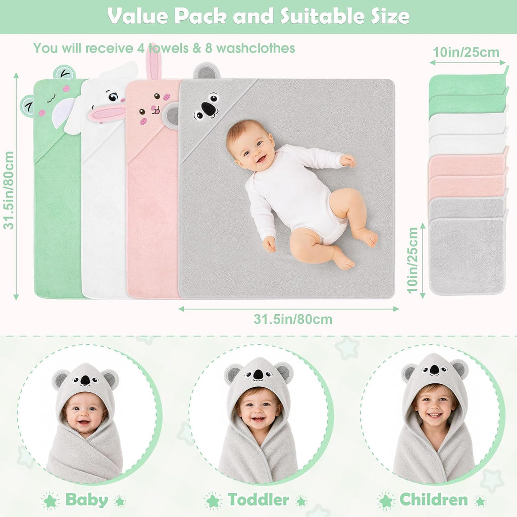 CandyHome Juego de 12 toallas de baño para bebés y niños pequeños |...
