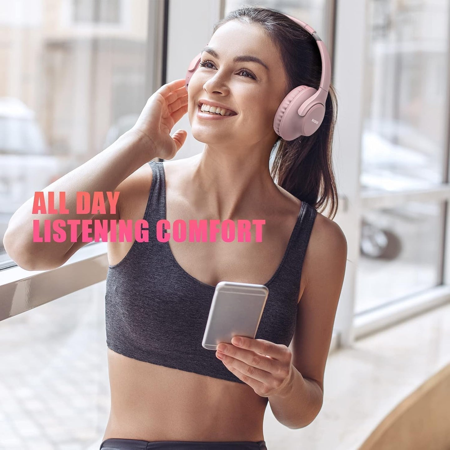 KVIDIO Auriculares Bluetooth sobre la oreja, 65 horas de reproducci...