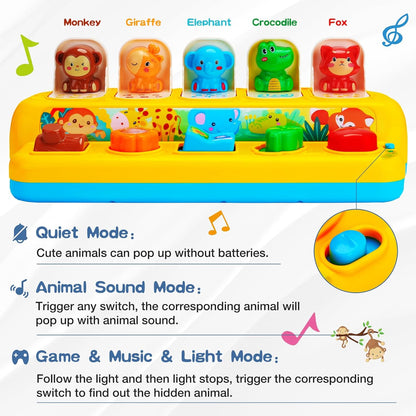Juguetes interactivos emergentes de animales con música y