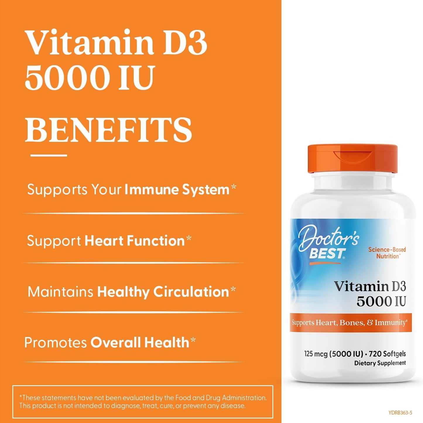 Doctor'S Best Vitamina D3, cápsula 5, 000 Iu para huesos saluda...