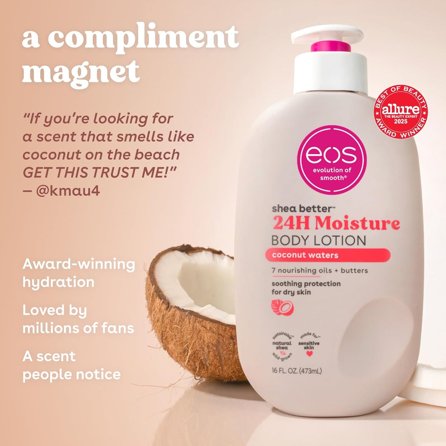 eos Shea Better Loción corporal Coconut Waters, cuidado de la piel...