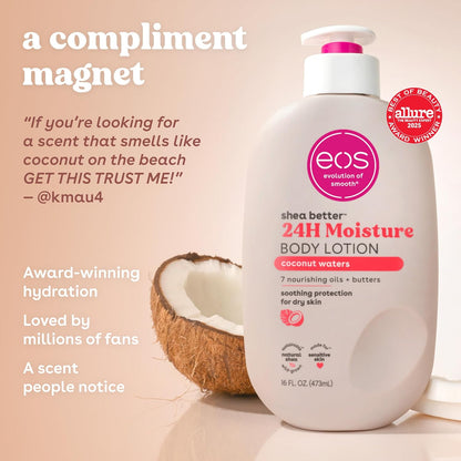 eos Shea Better Loción corporal Coconut Waters, cuidado de la piel...