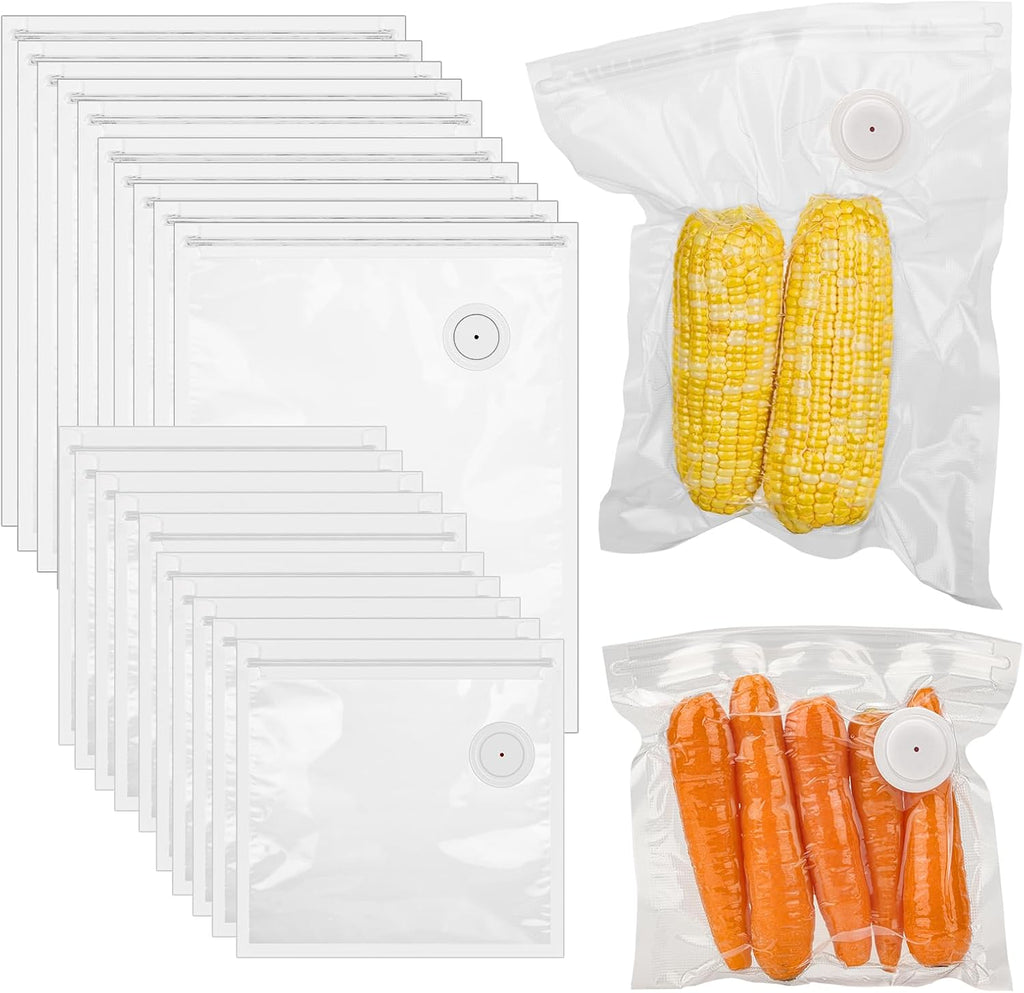 40 bolsas selladoras al vacío para alimentos con válvula de aire, b...