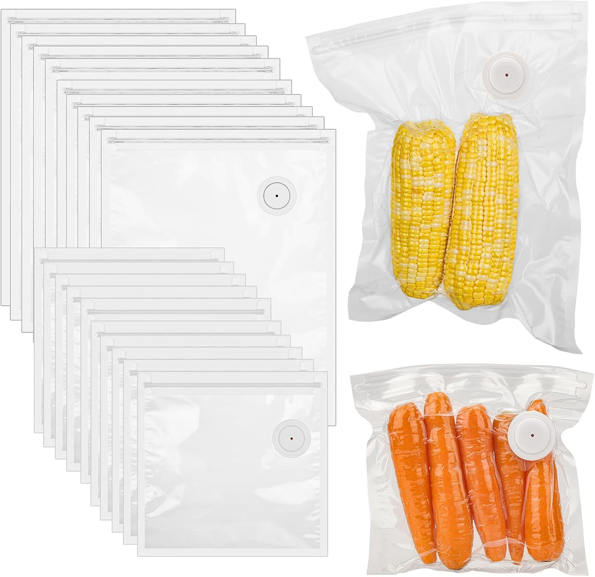40 bolsas selladoras al vacío para alimentos con válvula de aire, b...