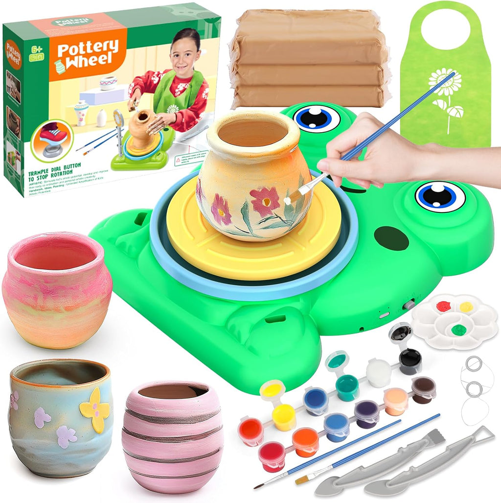 Rueda de alfarería para niños - Kit completo de pintura de cerámica...