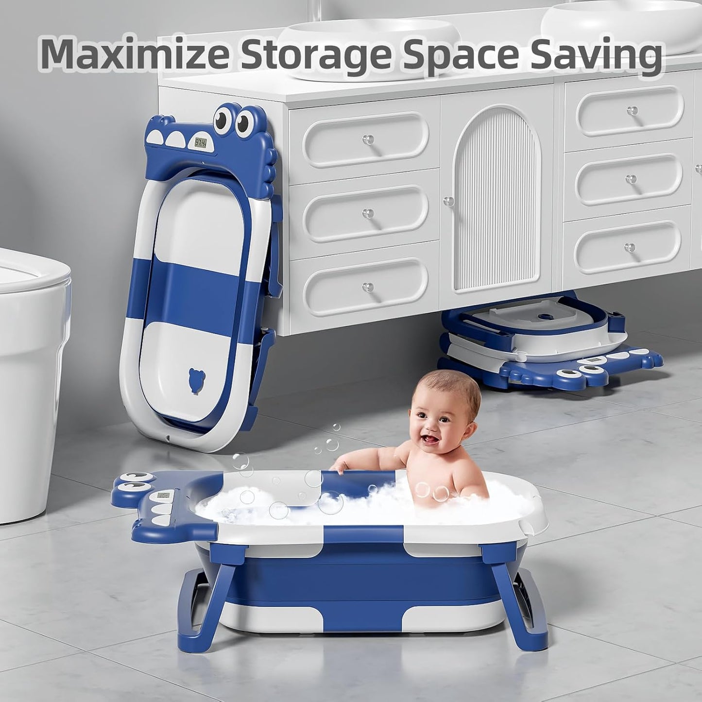 MoreFeel Bañera plegable para bebé recién nacido con termómetro y 1...