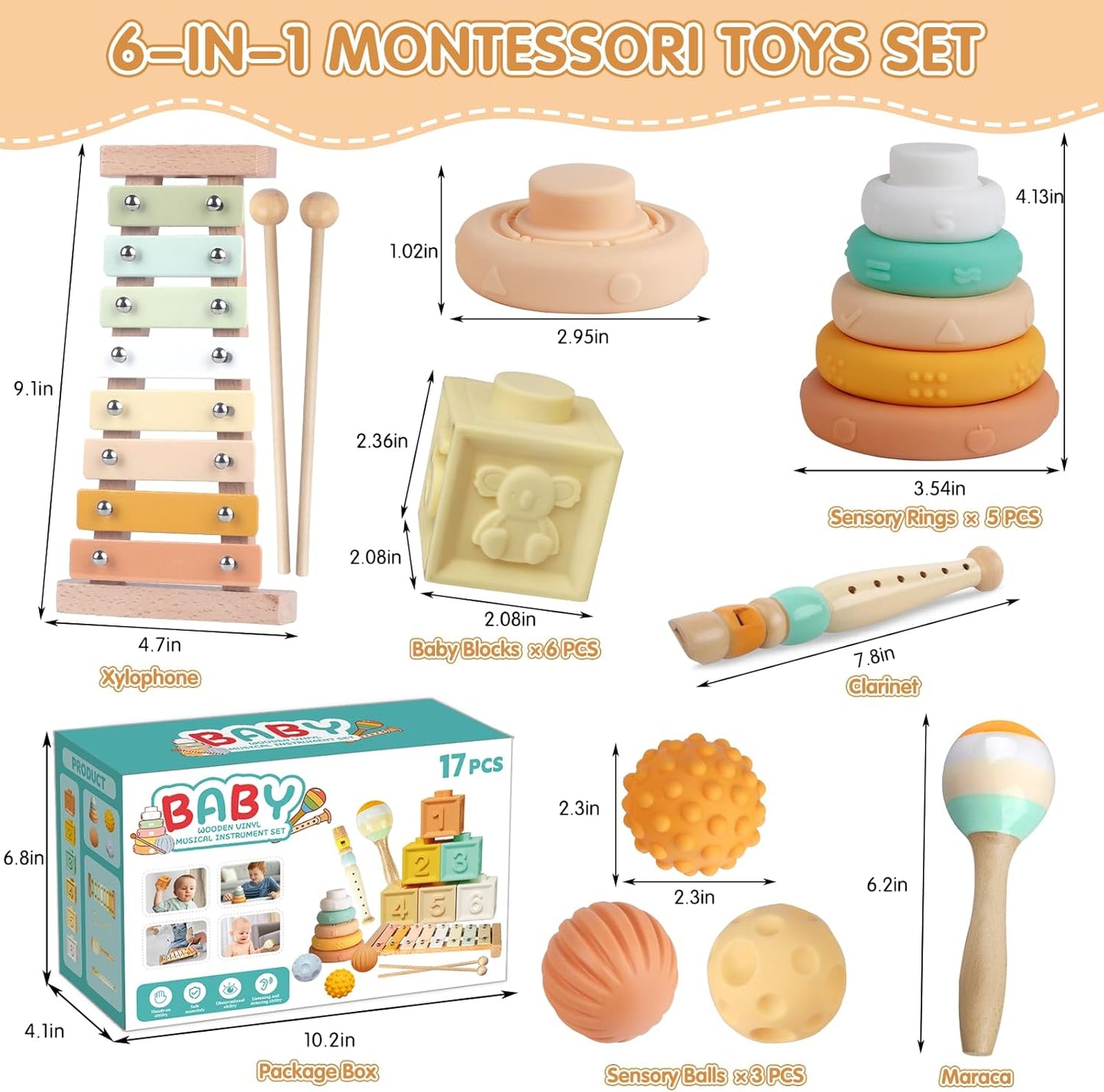 Wuzhineisn Juguetes para bebés de 6 a 12 meses, juguetes Montessori...