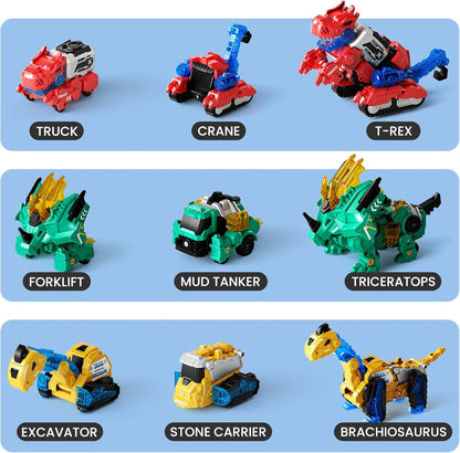 Juguetes magnéticos de robot transformables de dinosaurios, camiones de construcción de dinosaurios 6 en 1 para niños, juguetes magnéticos para niños y niñas de 3, 4, 5, 6, 7, 8, regalo