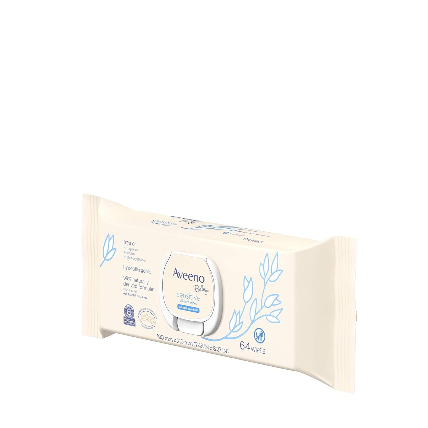 AVEENO Toallitas sensibles para bebés, sin parabenos ni fragancias, 64 unidades (paquete de 2)