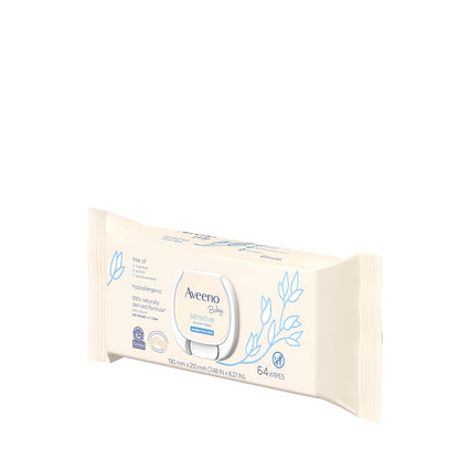 AVEENO Toallitas sensibles para bebés, sin parabenos ni fragancias, 64 unidades (paquete de 2)