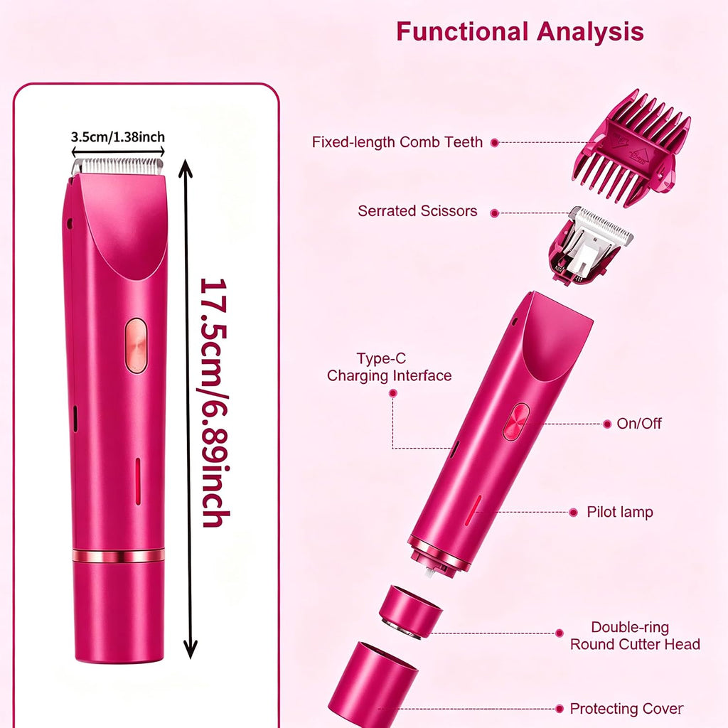 Afeitadora eléctrica impermeable 2 en 1 para mujer, color rosa fram...