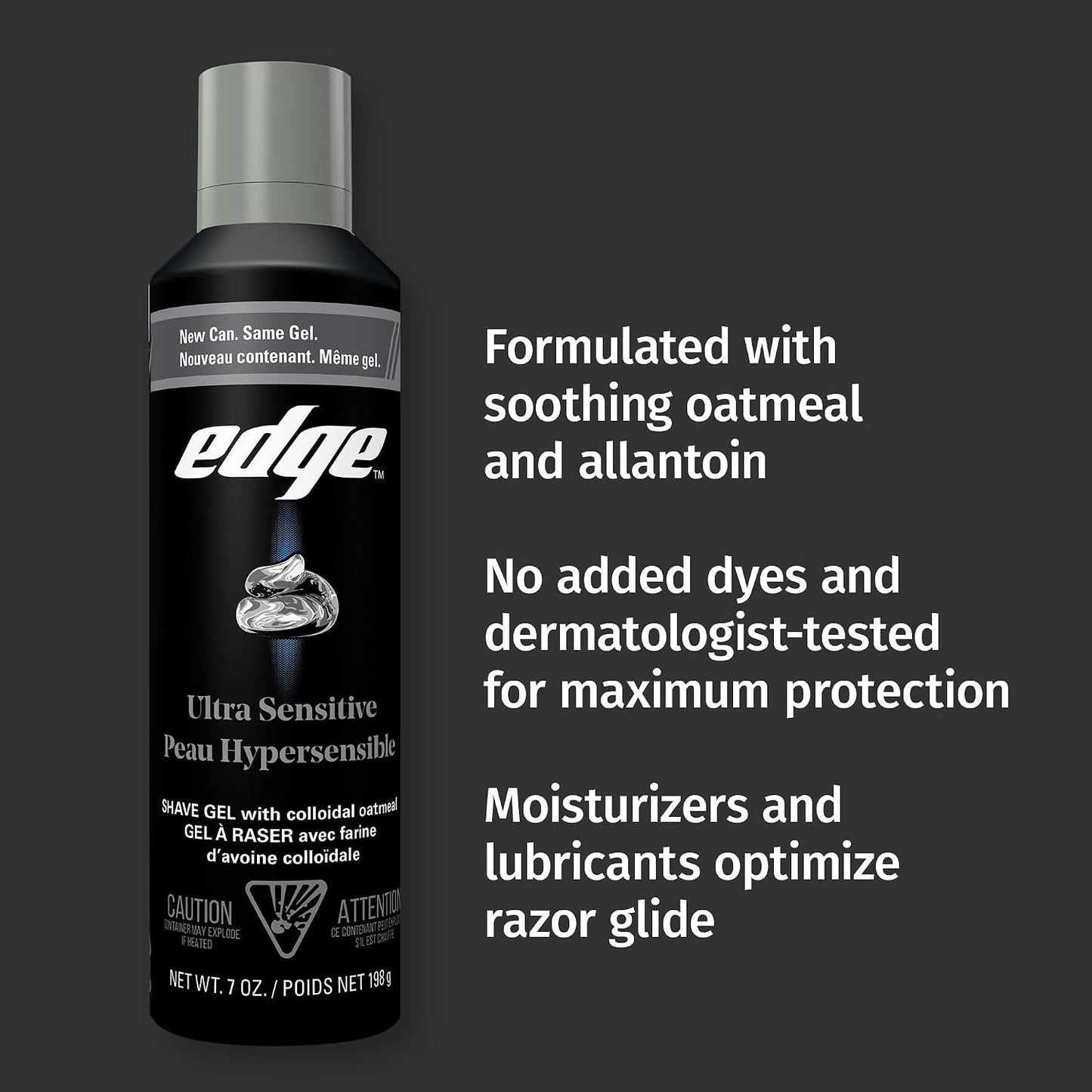 Edge Gel de afeitado para hombres, ultra sensible con avena coloida...