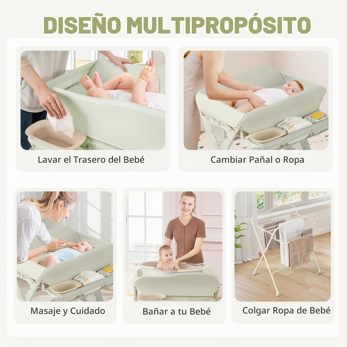BABY JOY Cambiador portátil para bebé, estación plegable para cambi...