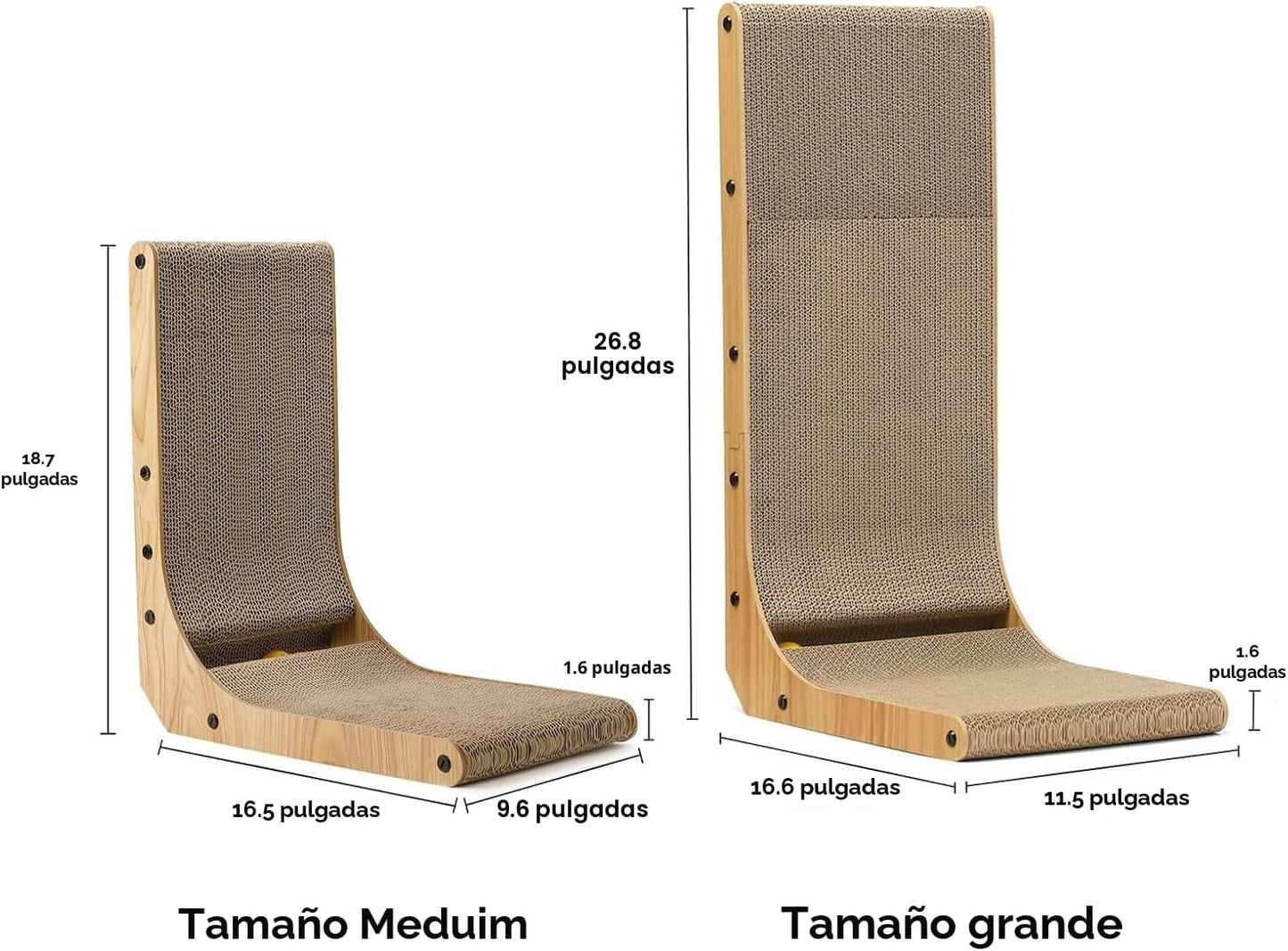 FUKUMARU Rascador para gatos, 18.7 pulgadas en forma de L, almohadi...