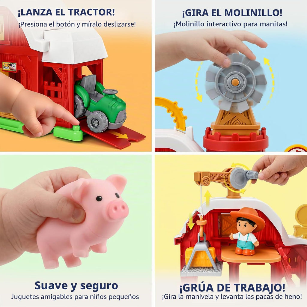 All-en-One Farm Barn Toy Set,Pretend Play Gift para Boys Girls 2 3 Years Old
