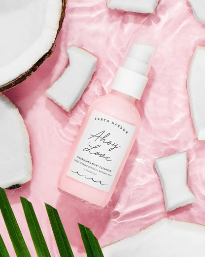 Earth Harbor AHOY LOVE Crema Nutritiva Limpiadora - Limpia sin pelar e hidrata | Hibisco + extracto de algas marinas + jugo de aloe | 100% vegano y botánico | 2 onzas