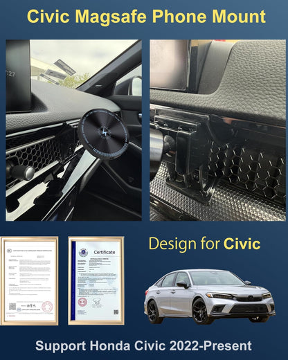 Diseñado para soporte de automóvil MagSafe para soporte de teléfono Civic 2026 2026 15W carga inalámbrica rápida soporte de teléfono Civic de 11ª generación 2026 Accesorios Civic Soporte Civic
