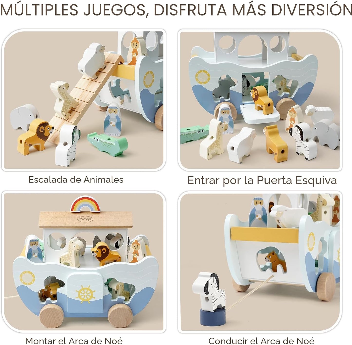 Joyreal Juguete de madera del arca de Noé para regalo de bautismo d...