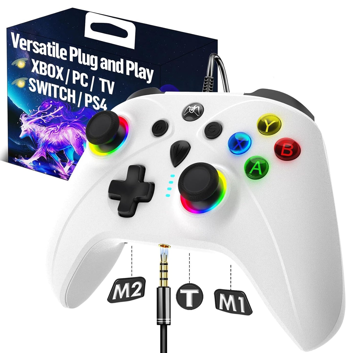 UGAME Controlador Xbox con Cable para X Box Series X S One PC PS4 Switch, Controladores de Juego con Frecuencia de Sondeo de 1000Hz Sin Deriva del Joystick, Paletas Personalizadas Remoto Turbo