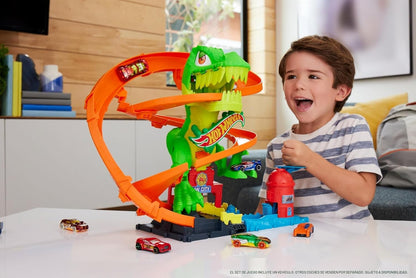 Hot Wheels Juego de pistas de autos de juguete, juego City T-Rex Bl...